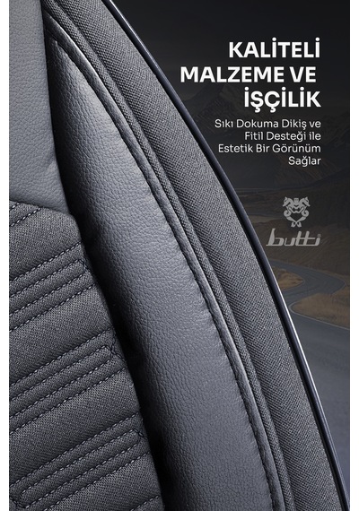 Füme - Füme Butti Libro Serisi Keten Kumaş Premium Oto Koltuk Kılıfı Destekli, Ön Arka Tam Set
