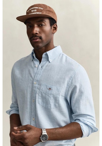 Gant Erkek Mavi Regular Fit Logolu Gömlek-15339
