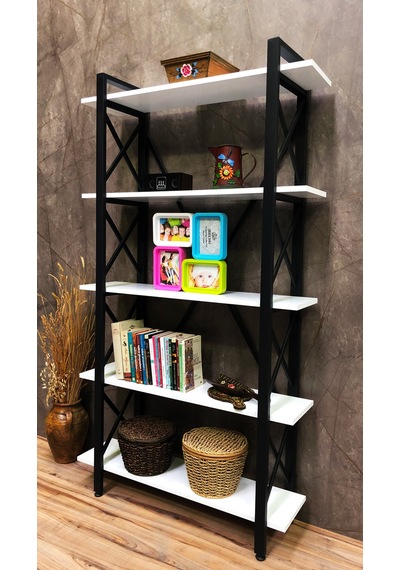 Demo Tanraf Moda Lüx 5 Raflı Kitaplık Dekoratif Raf 180X100 Cm. Ebat