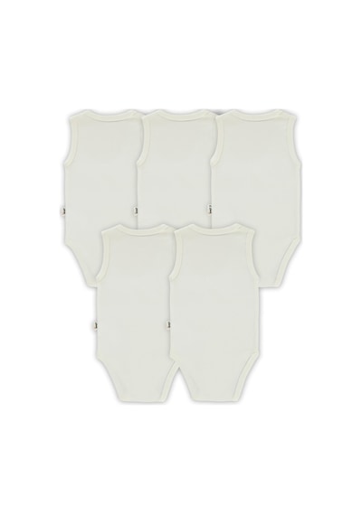 Civil Baby 5 Li Düz Basic Sıfır Kol1-3 Yaş Çıtçıtlı Badi - Beyaz