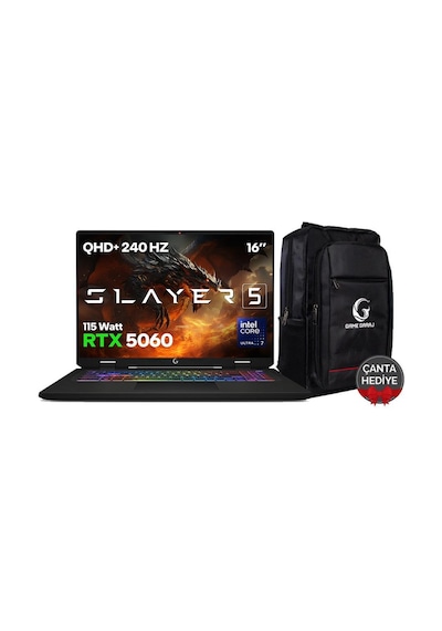 Game Garaj Slayer5 7-5060 C1 U7-255HX 32 GB 1 TB RTX5060 16" Free Dos Dizüstü Bilgisayar
