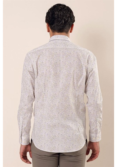 İmza Sarı Uzun Kollu Baskılı Cepsiz Pamuklu Likralı Casual Slim Fit Dar Kesim Gömlek 1004230136-sarı Sarı İmza Sarı Uzun Kollu Baskılı Cepsiz Pamuklu Likralı Casual Slim Fit Dar Kesim Gömlek 1004230136-sarı Sarı
