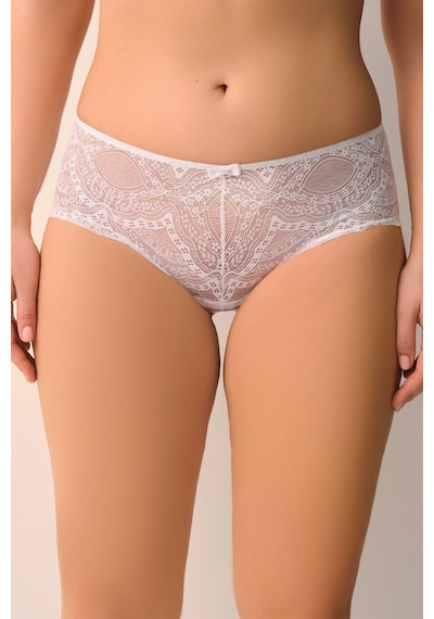 Suwen Lace Deluxe Yüksel Bel Dantelli Slip Külot Sw4055101 Beyaz
