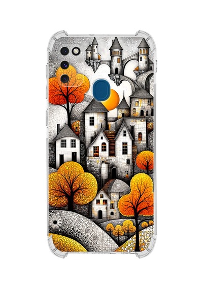 Printify Samsung Galaxy M21 İle Uyumlu Düşlerin Dansı Serisi Göçebe Şatolar Tasarımlı Uv Baskılı Köşe Korumalı Antişok Kılıf Şeffaf