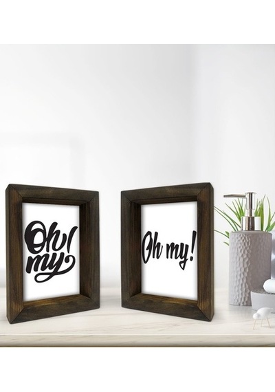 Bk Gift Banyo Dekoratif 2'Li Doğal Masif Ahşap Çerçeve 15X20Cm-13