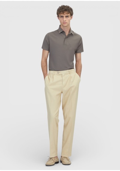 Ramsey Sarı Dokuma Regular Fit Casual Pamuk Karışımlı Pantolon