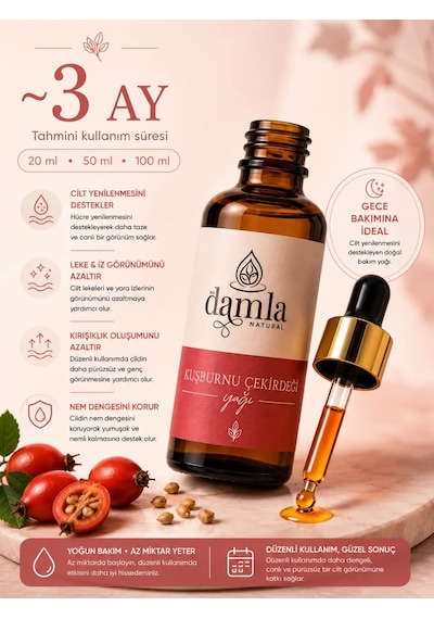 Biodamla Natural Kuşburnu Çekirdeği Yağı 100 Ml