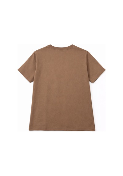Mixray 2060 Kadın %100 Pamuk Ayıcık Nakışlı Bisiklet Yaka T-shirt Vizon Vizon