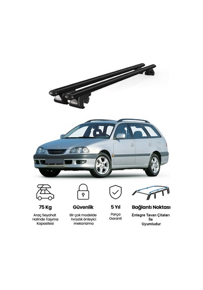 Venüs Toyota Avanssis Wagon 1998-2008 Uyumlu Siyah Ara Atkı Port Bagaj Tavan Barı