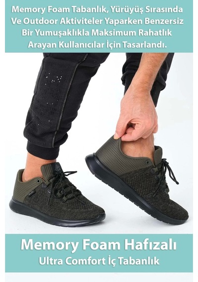 Supermark North Of Wild Mustang Tekstil Ultra Comfort Memory Foam Haki Erkek Spor Ayakkabı 45001 Haki