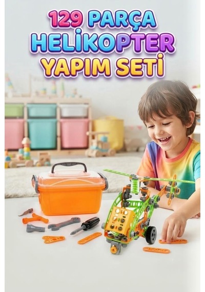 129 Parça Eğitici Mucit Tasarım Seti - Helikopter İnşa Etme Eğitici Öğretici Oyuncak
