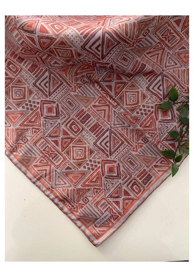 Silk Home Hiyeroglif Desen Soft Pamuk Eşarp Somon - Gri