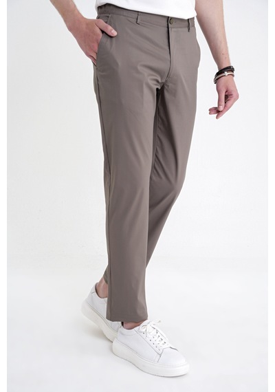 Comfort Fit Yan Cep Beli Lastikli %97 Pamuk Haki Pantolon P 1214