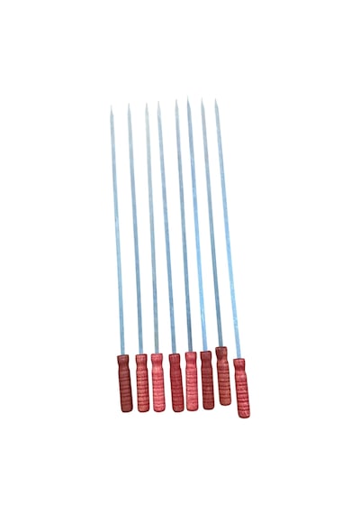 Mobilreyon- 8 Adet Ahşap Saplı Tavuk Kanat Şişi-kuşbaşı Sebze Domates Şiş-boy 55 Cm-en-7mm