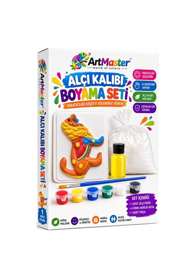 Alçı Kalıbı Boyama Seti K03 1 Paket Alçı Tozu Yağ 6 Renk Boya Fırça İş Eğitimi Seramik Okul Sınıf Resim
