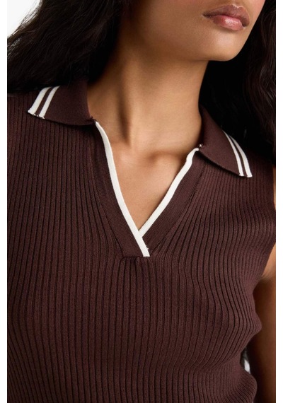 Defacto Fitted Polo Yaka Triko Atlet F7770ax25aubn250 Kahve