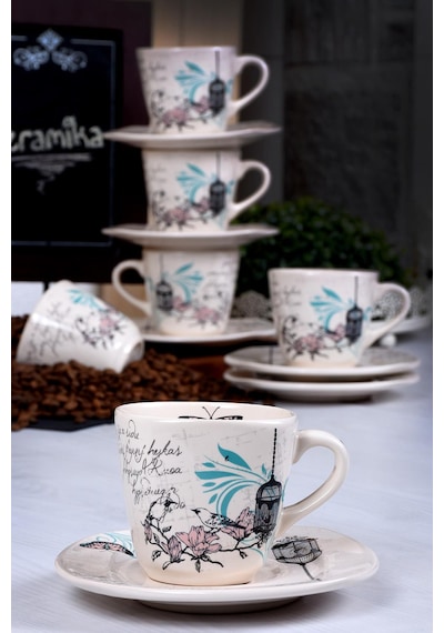 Keramika Retro Çay Takımı 12 Parça 6 Kişilik 7691189407118