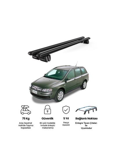 Pençe Fiat Stilo Ara Atkı 2002-2008 Uyumlu Siyah Ara Atkı Port Bagaj Tavan Barı