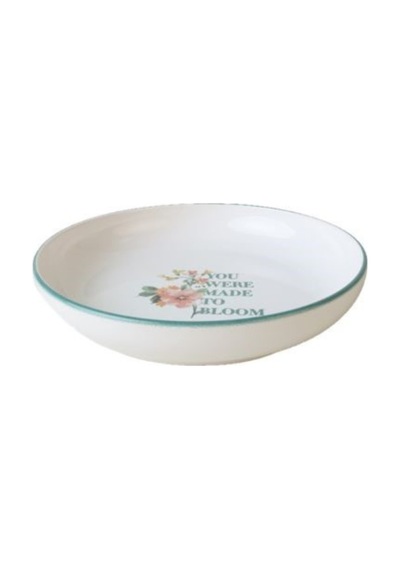 Keramika Çiçek Motto Çukur Tabak 22 Cm Çok Renkli