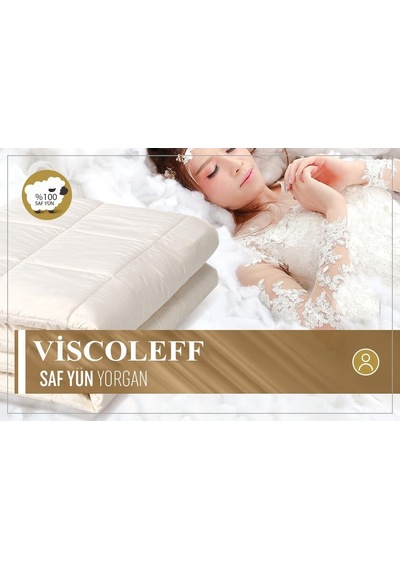 Viscoleff Dokuma Çift Kişilik Yün Yorgan Krem