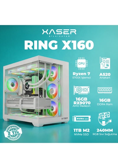 Xaser Ring X160 R-7 5700x 16 GB  1 TB M.2 Nvme  SSD 16 GB RX9070 Free Dos Masaüstü Oyuncu Bilgisayarı