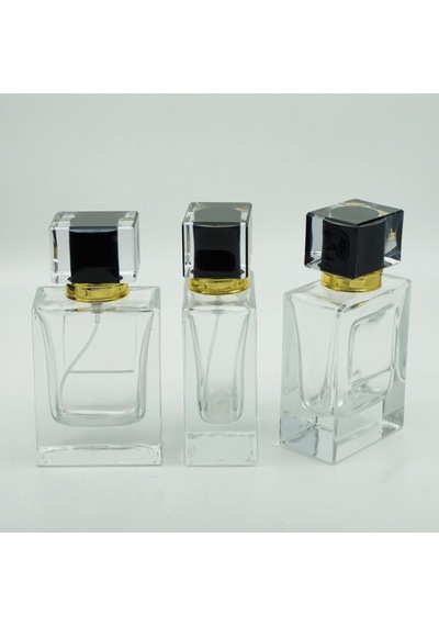 Parfüm Şişesi 50 Ml 3 Adet Damla Etiketli Kare Şişe