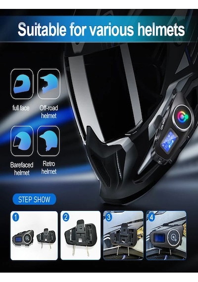 Q58- Max Ipx6 Su Geçirmez Sd Kartlı Siri Destek Eq Ses İnterkom Kask Kulaklığı