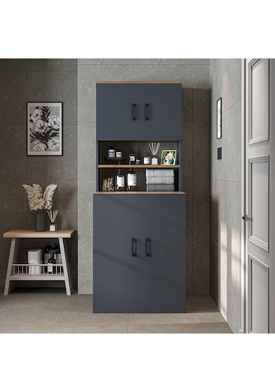 Çamaşır-kurutma Makinesi Dolabı Kapaklı Banyo Dolabı Antrasit - Atlantik Çam Çamaşır-kurutma Makinesi Dolabı Kapaklı Banyo Dolabı Antrasit - Atlantik Çam