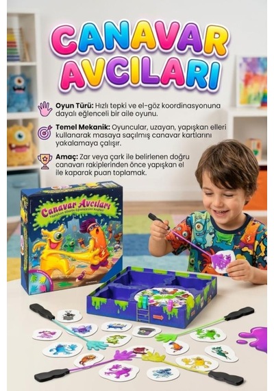 Canavar Avcıları 25 Parçalı 2-4 Kişilik 15 Dk Oyun Süresi Eğlenceli Eğitici Aile Kutu Oyunu Seti