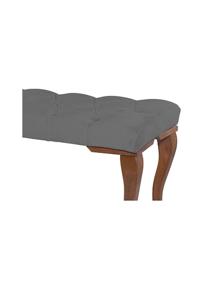 Gazzini Classic Torna Gürgen Ahşap Ayak Chester Model Kapitoneli Gri Puf Bench - Ceviz Ayak