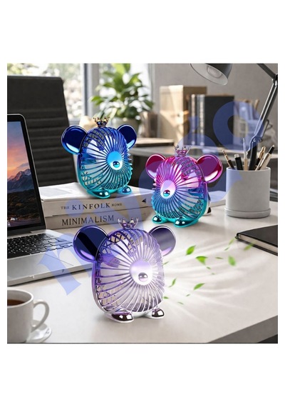 Dekoratif Tasarımlı Şarj Edilebilir 1200 Mah Bataryalı Masaüstü Fan Vantilatör Pervane