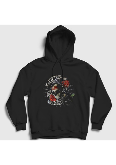 Presmono Unisex Gnr Guns N' Roses Kapüşonlu Sweatshirt Siyah