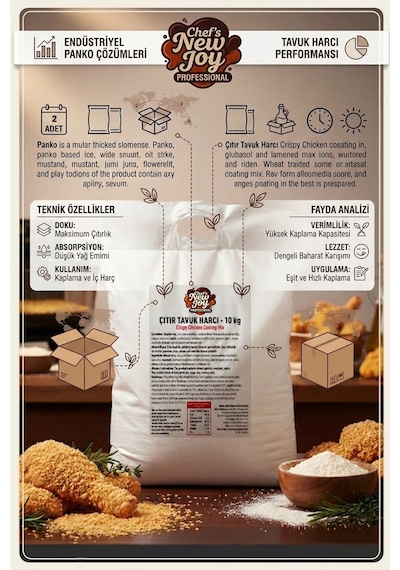 Chefs New Joy Çıtır Tavuk Pane Harcı 2 x 10 KG 1 Koli