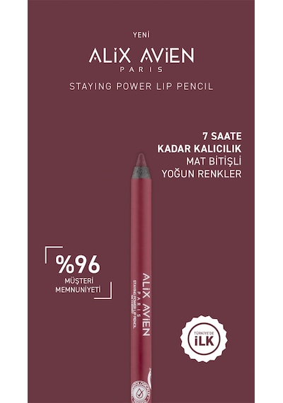 Alix Avien Suya Dayanıklı Uzun Süre Kalıcı Yumuşak Dudak Kalemi Staying Power Lip Pencil 58 Cherry