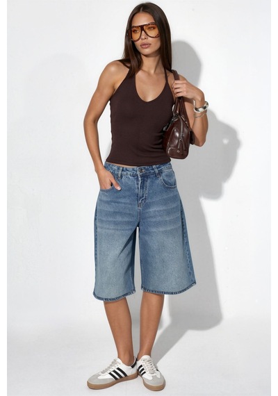 Hiccup Busem Slim Fit Halter Yaka Jarse Bluz Siyah