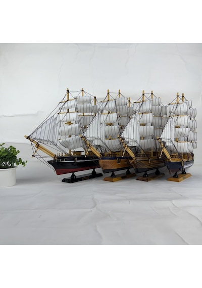 40 Cm Büyük Boy El Yapımı Ahşap Yelkenli Gemi Maketi, Dekoratif Masa Üstü Deniz Temalı Model