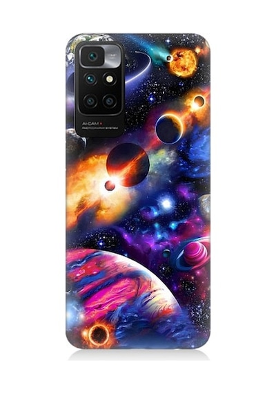 Xiaomi Redmi 10 Uyumlu Uzayda Gezegenler Ve Galaksiler Desenli Silikon Kılıf