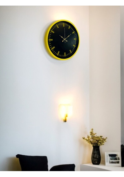 36 Cm Sarı Dekoratif Duvar Saati Renkli 91546540