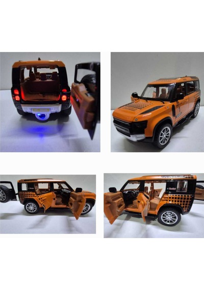 Diecast Model Metal Oyuncak Araba Land Rover Jip Defender Modifiyeli Koleksiyon Jeep 20cm Suv Oranj Diğer
