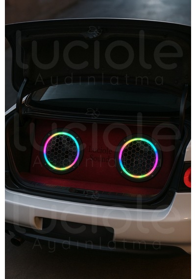 2 Li 16cm Argb Neon Pixel Led Hoparlör Kapağı Sese Duyarlı Efektli Modifiye & Tuning Işık Seti