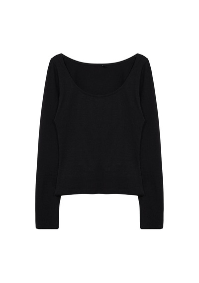 Ersefa Stil Kadın Fitted Vücuda Oturan Bluz Regular Örme Slim Kalıp Siyah