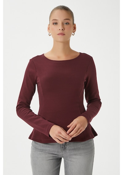 Ritnice Kadın Runa Premium Bordo Peplum Bluz Bordo