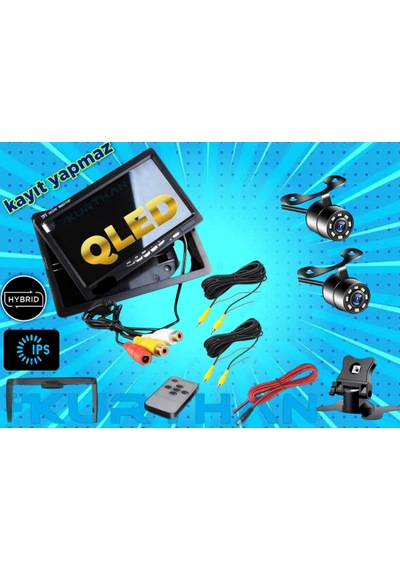 2 Adet Beyaz Ledli Kelebek Kamera Ve 7'' Qled Monitör 12v