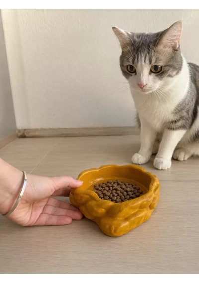 Hubrendy Sh Eko Form Model Beton Kedi Köpek Mama Ve Su Kabı 16cm 16cm 5.5cm - Bronz