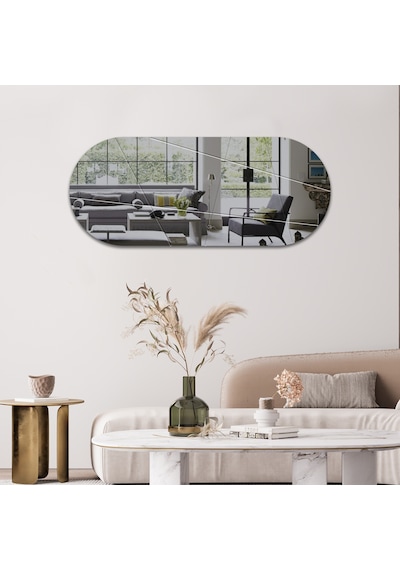 Ayna Füme Ayna Victory Tasarım Kanallı Oval Ayna 50cm X 120c Füme