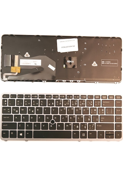 HP Uyumlu 840 G2 , 850 G2 Notebook Klavye Gri Çerçeveli Işıklı Trackpoin
