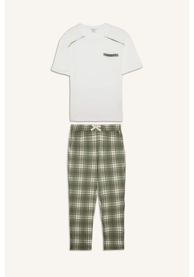 Defacto %100 Pamuk New Regular Fıt Kısa Kollu 2li Pijama Takımı H8717ax26smwt34 Beyaz-wt34