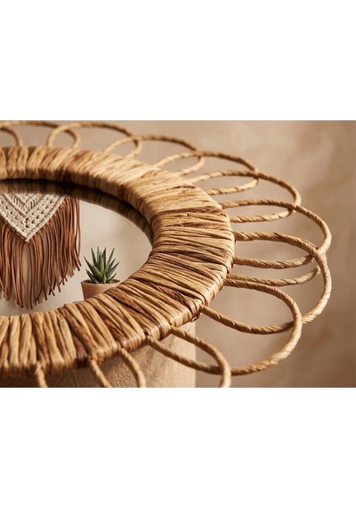 Hbs Art Design Doğal Hasır Örme Yuvarlak Duvar Aynası - Çiçek Motifli Boho Dekoratif Ayna Dış Çap: 55 Cm Açık Kahverengi Hbs Art Design Doğal Hasır Örme Yuvarlak Duvar Aynası - Çiçek Motifli Boho Dekoratif Ayna Dış Çap: 55 Cm Açık Kahverengi