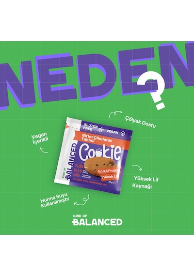 Glütensiz Bitter Çikolatalı Tahinli Proteinli Cookie 50 Gr