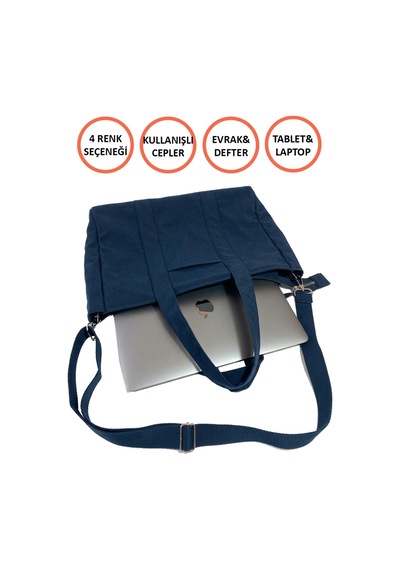 Tuttobene Idıly Lacivert Tote Bag Omuz Çantası Laptop Kitap Evrak Taşınabilir Tb005